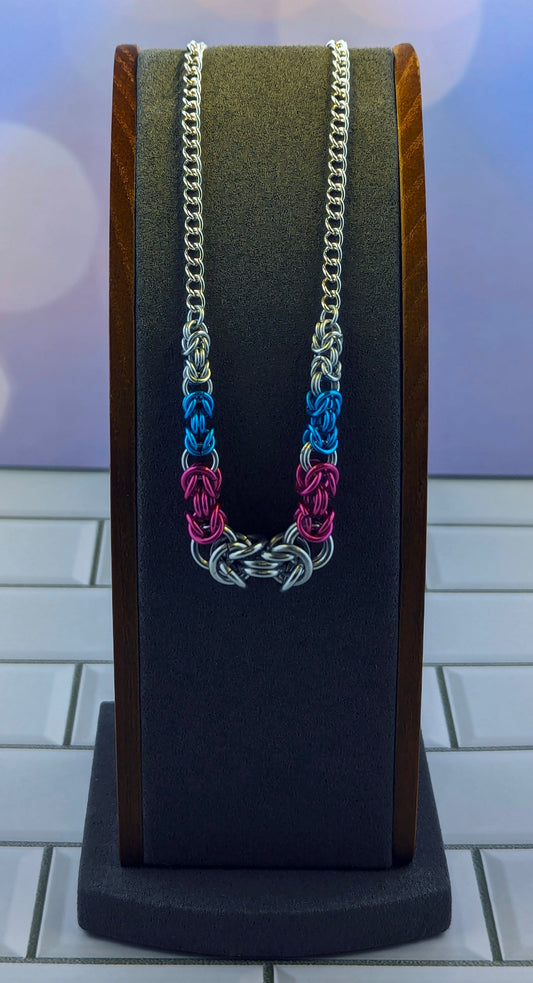 Trans Pride Graduated Byzantine Chainmaille Necklace