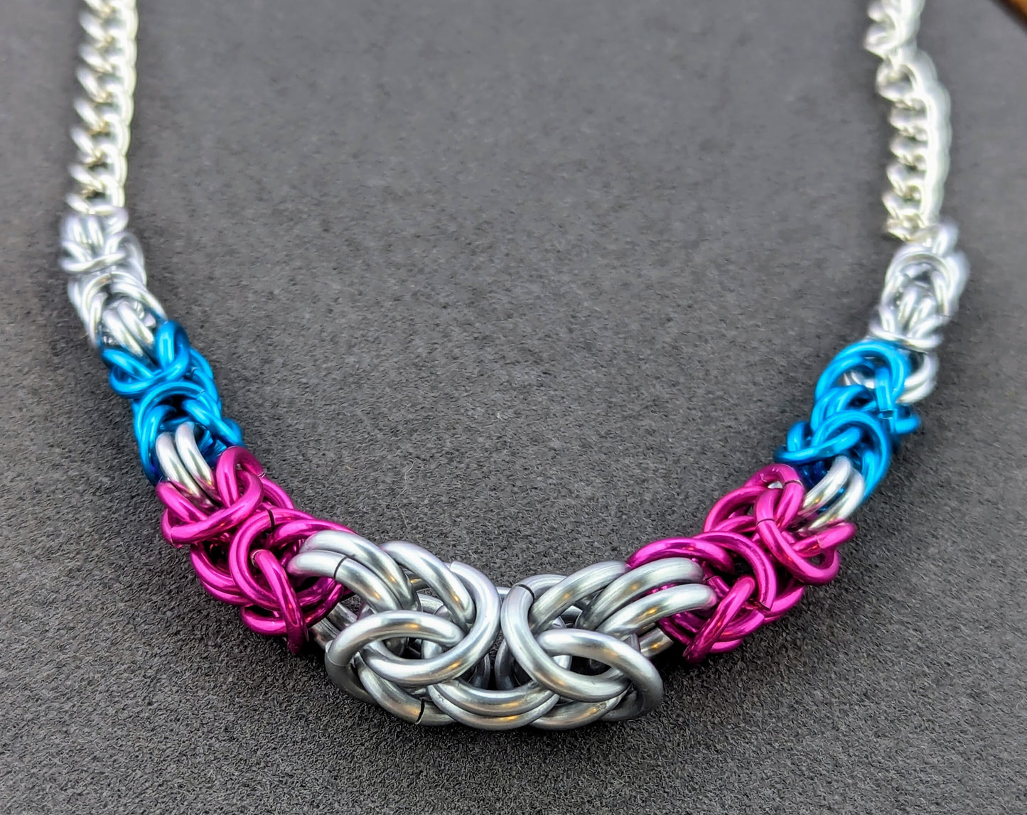 Trans Pride Graduated Byzantine Chainmaille Necklace