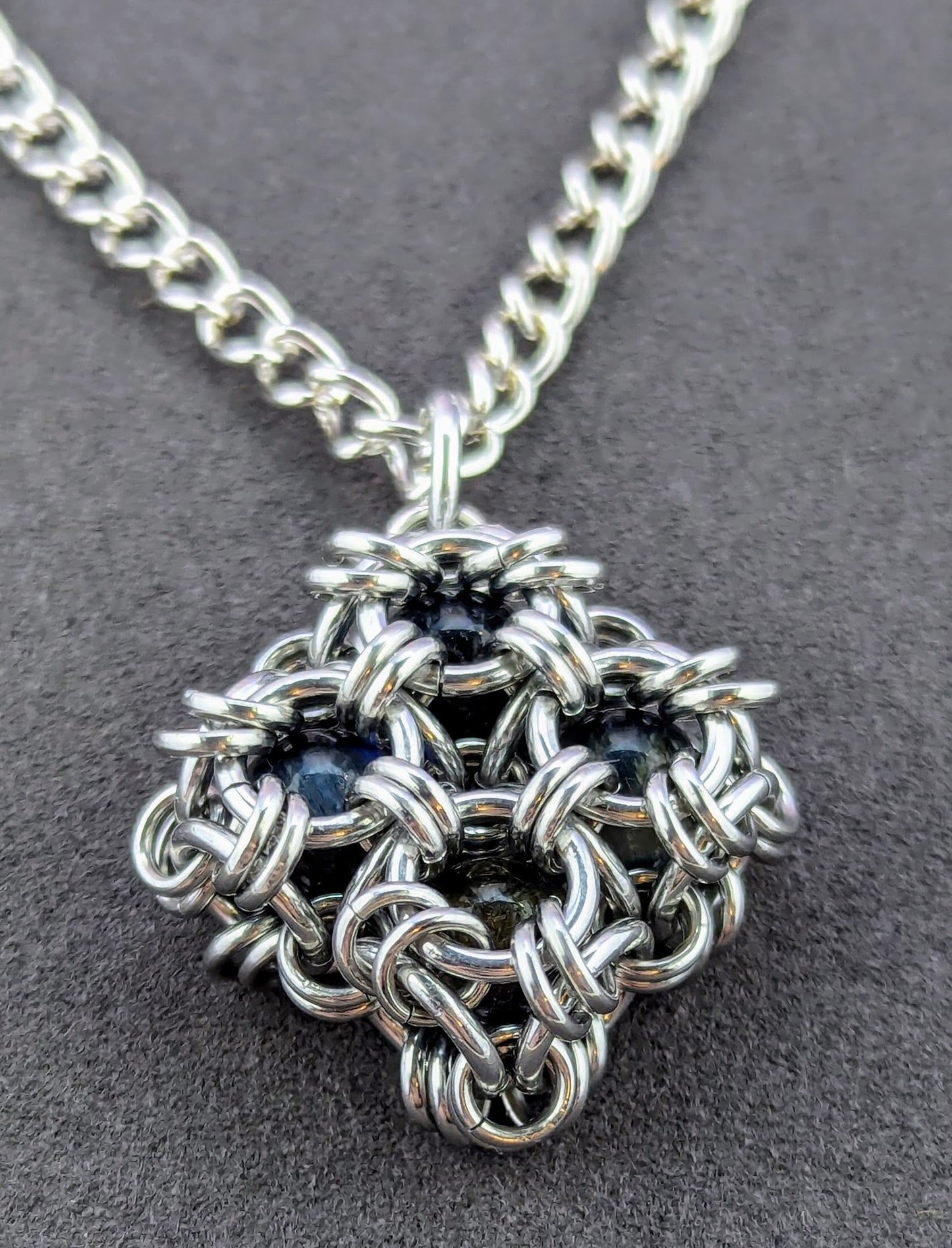 Stained Glass Chainmaille Pendant Necklace - Starry Tiger Eye