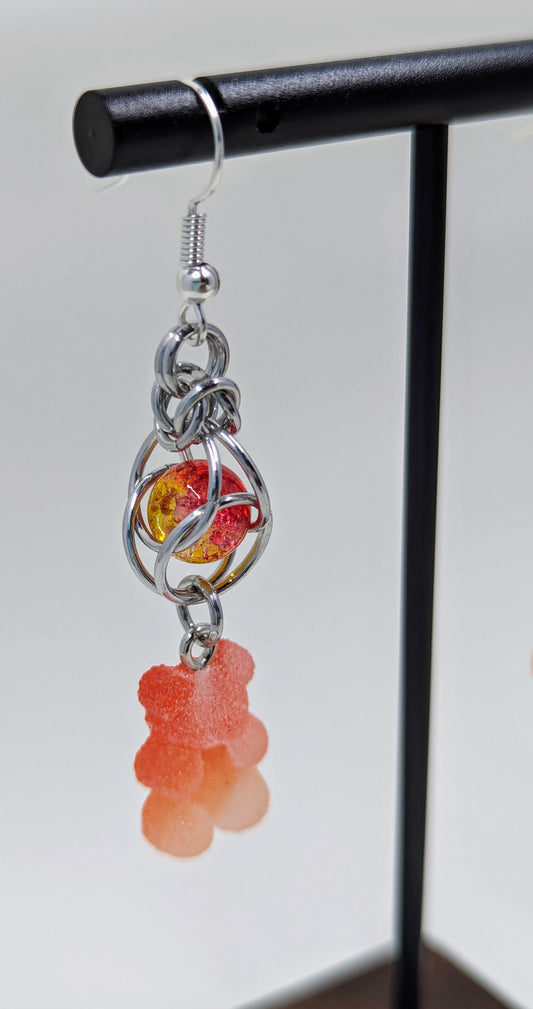 Handmade Captive Bead Gummy Bear Chainmaille Earrings